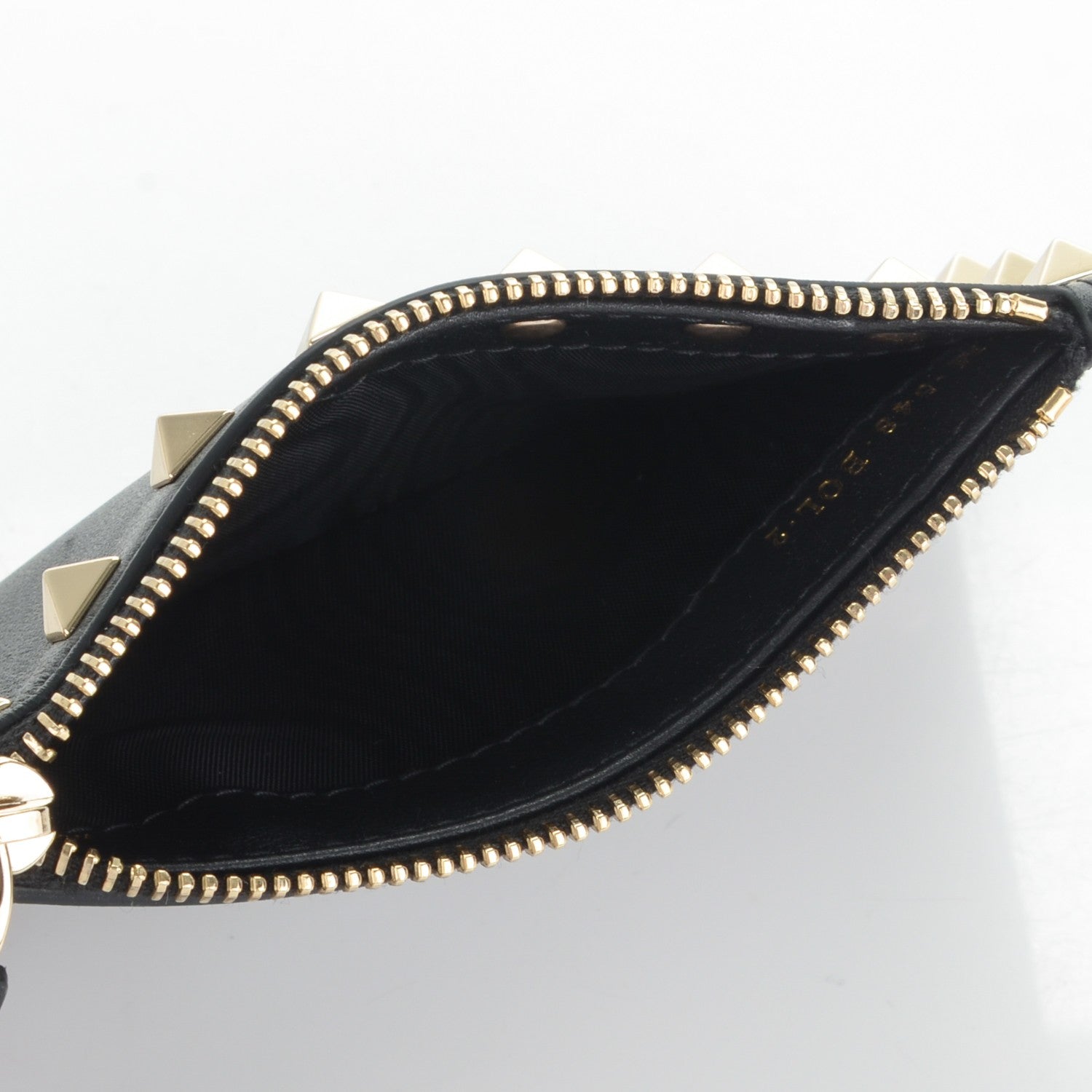 Valentino Garavani Vitello Rockstud Coin Case Card Holder Black 5 of 6