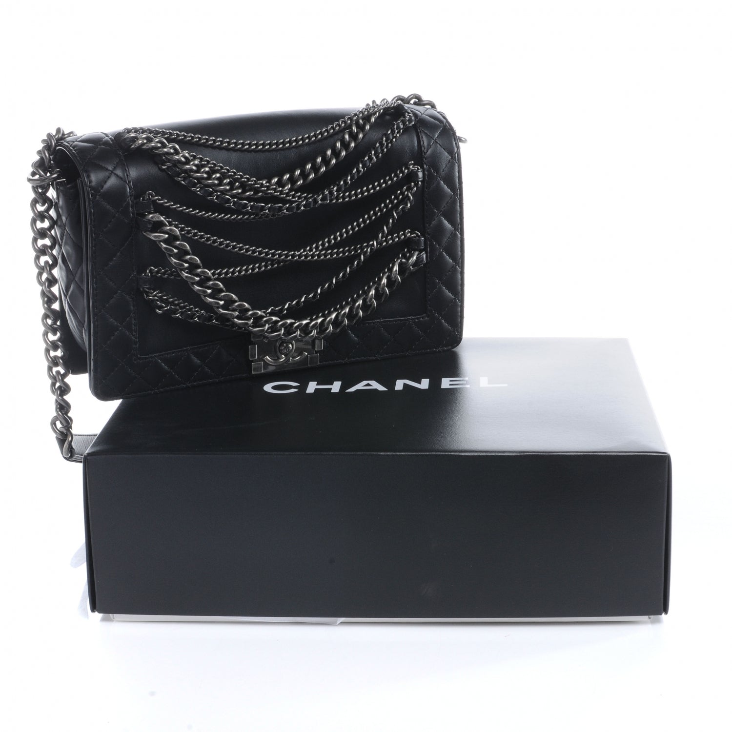 Chanel Calfskin Enchained Medium Boy Flap Black 8 of 8