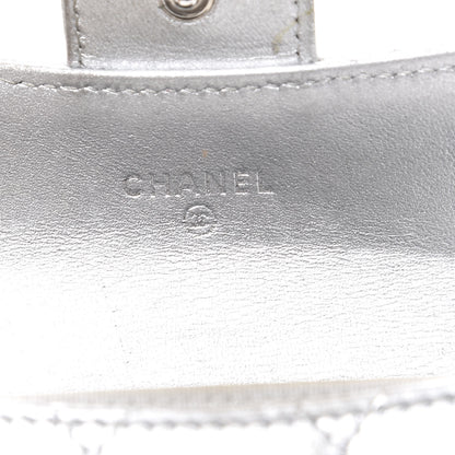 Chanel Metallic Lambskin Quilted Flap Card Holder Wallet Silver 7 of 12