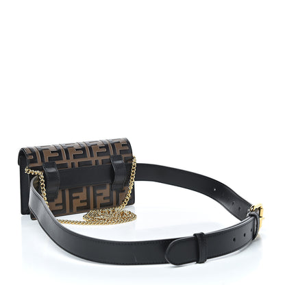 Fendi Vitello Liberty F is Fendi Bi-Color FF 1974 Embossed Envelope Belt Bag Maya Black 5 of 12