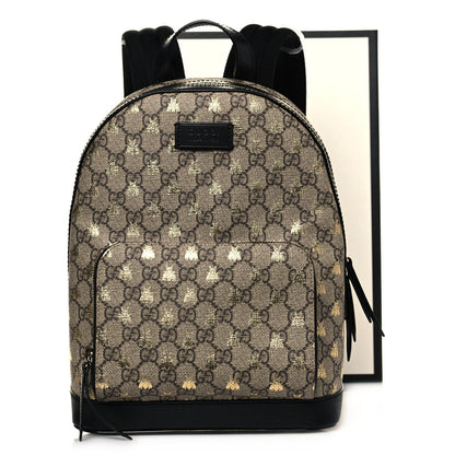 Gucci GG Supreme Monogram Bees Print Small Day Backpack Beige Oro Black 12 of 12