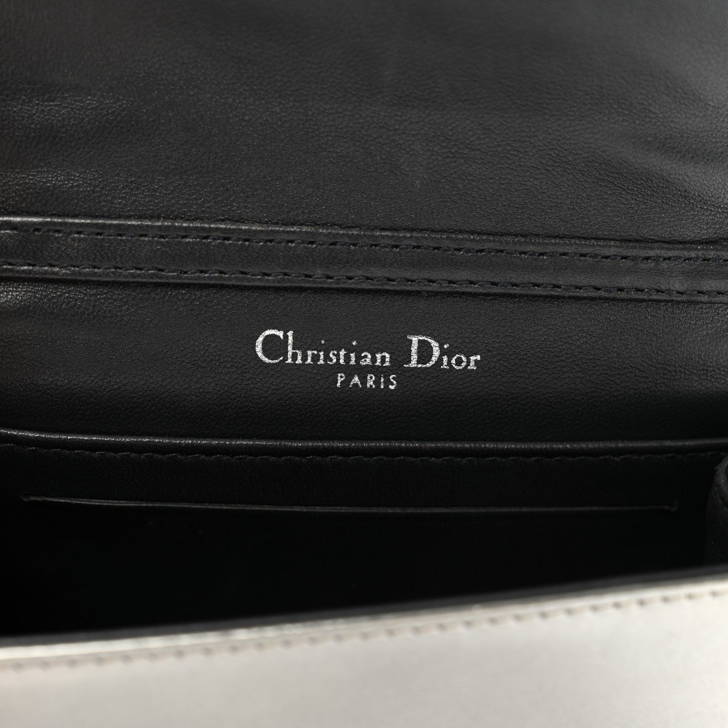 Christian Dior Metallic Patent Micro-Cannage Baby Diorama Flap Bag Silver 5 of 9