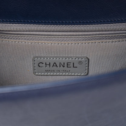 Chanel Calfskin Double Stitch New Medium Boy Flap Navy Blue 5 of 10