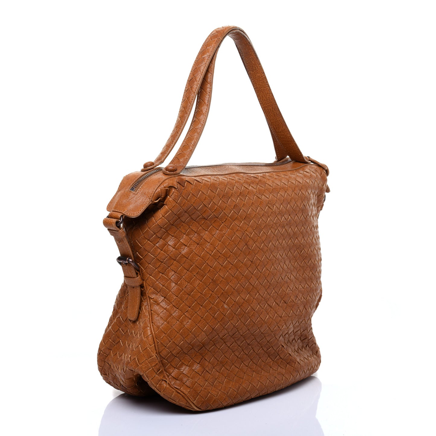 Goatskin Intrecciato Belly 76 Bag Brown