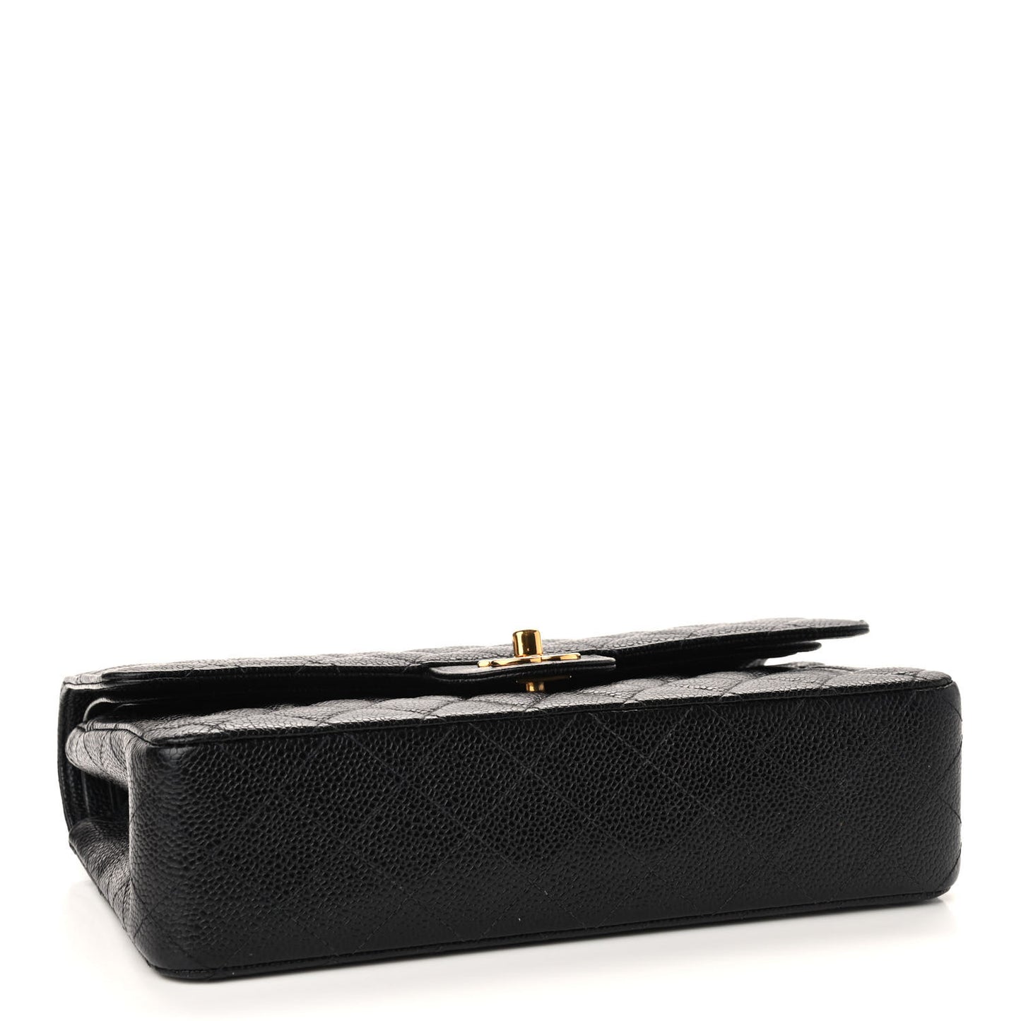 Caviar Quilted Medium Double Flap Black