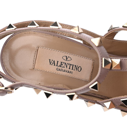 Valentino Garavani Calfskin Nappa Rockstud Ankle Strap 100mm Pumps 35 Grey Pink Poudre 7 of 18