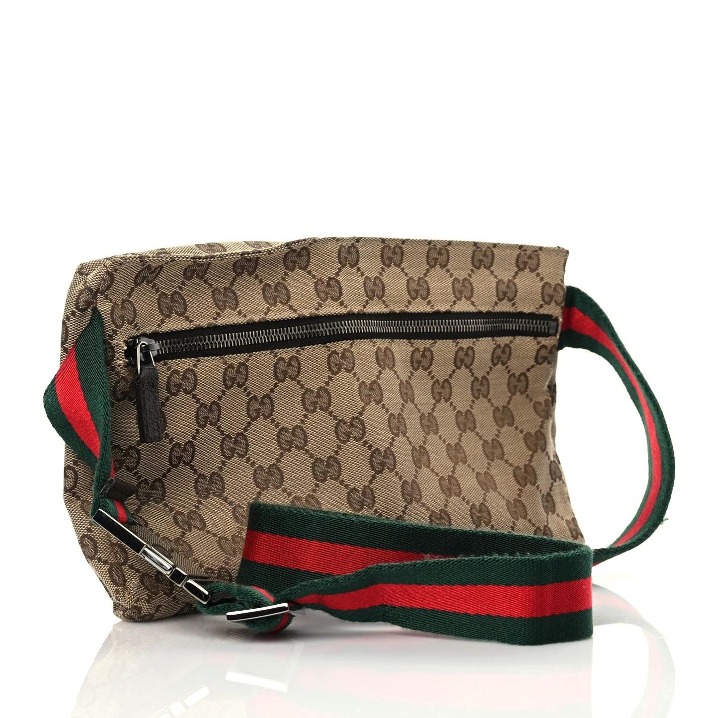 GG Monogram Double Pocket Belt Bag Dark Brown