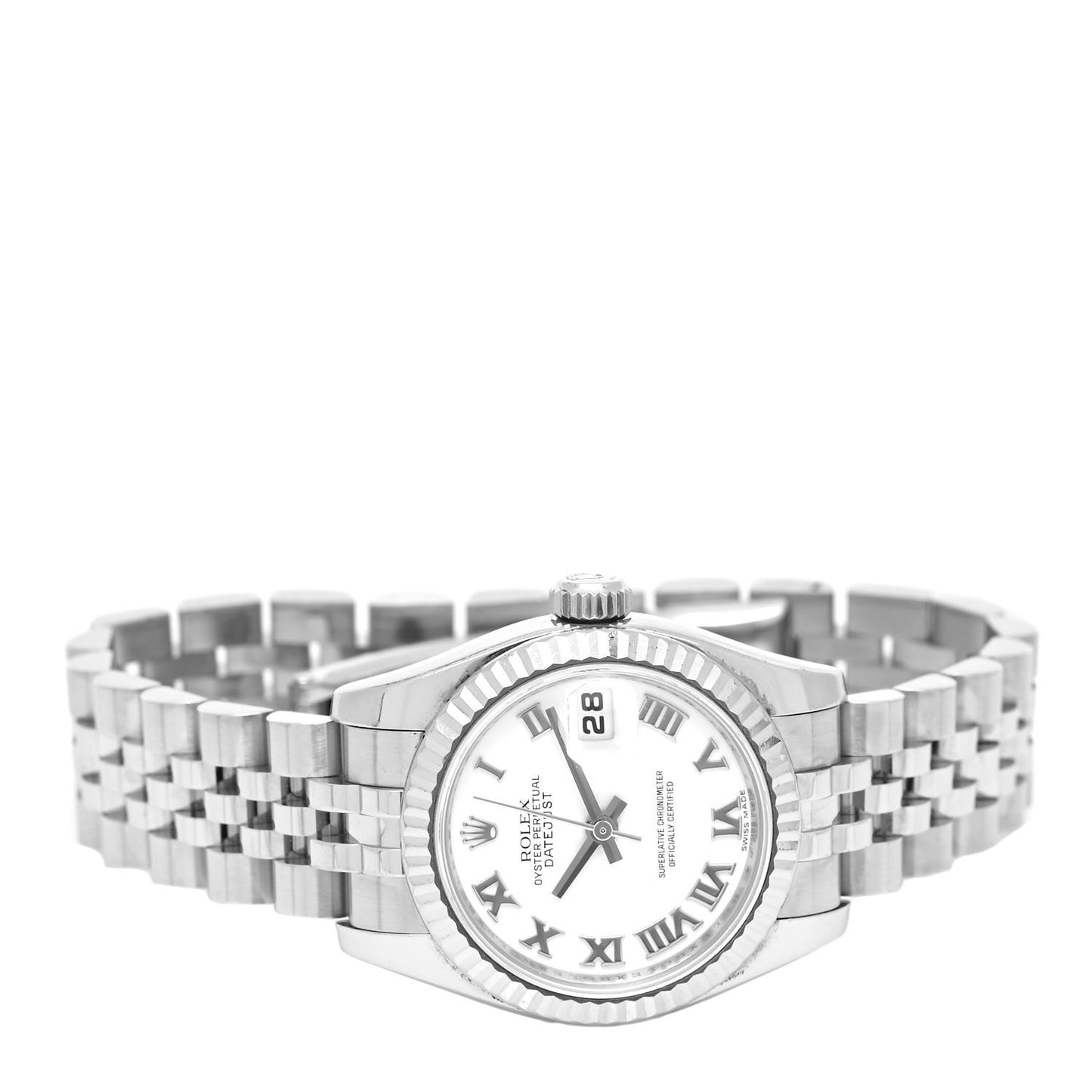 Stainless Steel 18K White Gold 26mm Oyster Perpetual Datejust Watch White Roman 179174