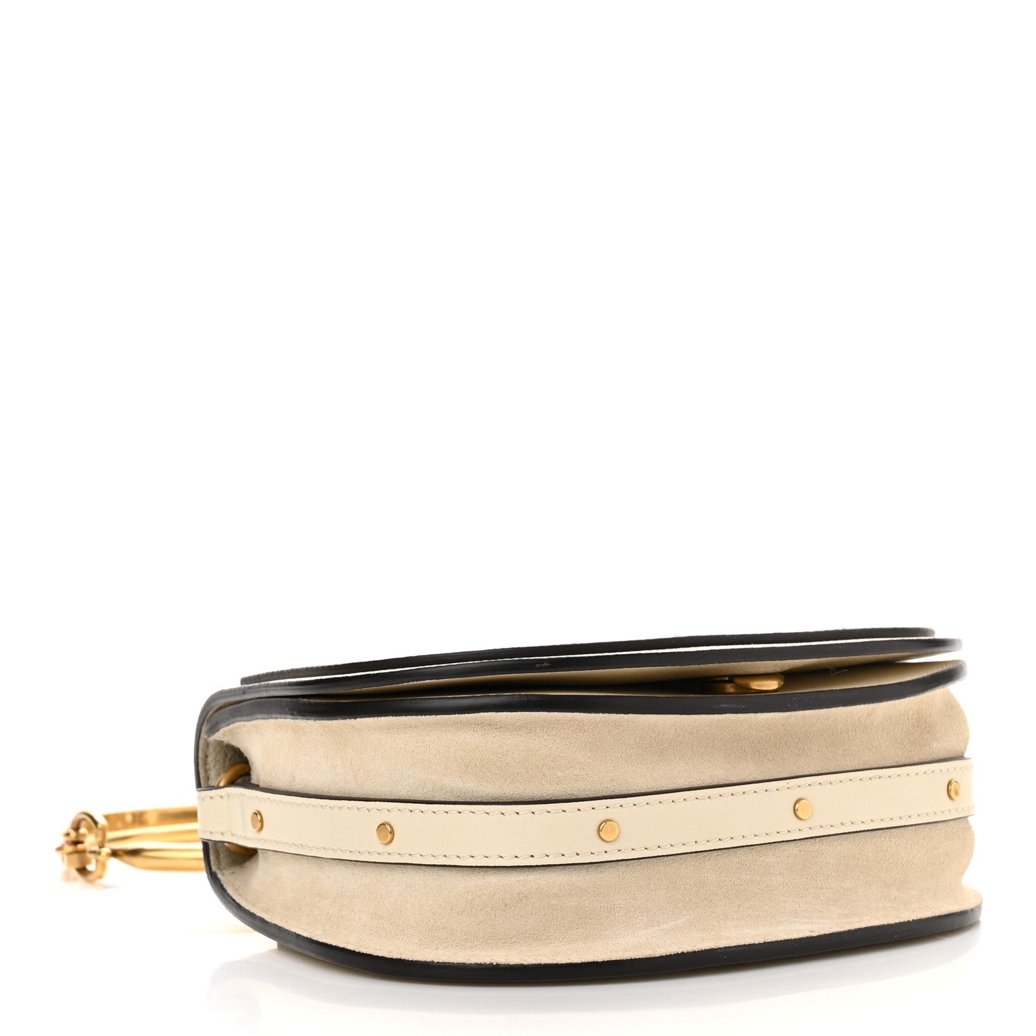 Chloe Calfskin Suede Small Nile Bracelet Bag Off White 4 of 9