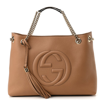 Gucci Pebbled Calfskin Medium Soho Chain Shoulder Bag Camelia 1 of 10
