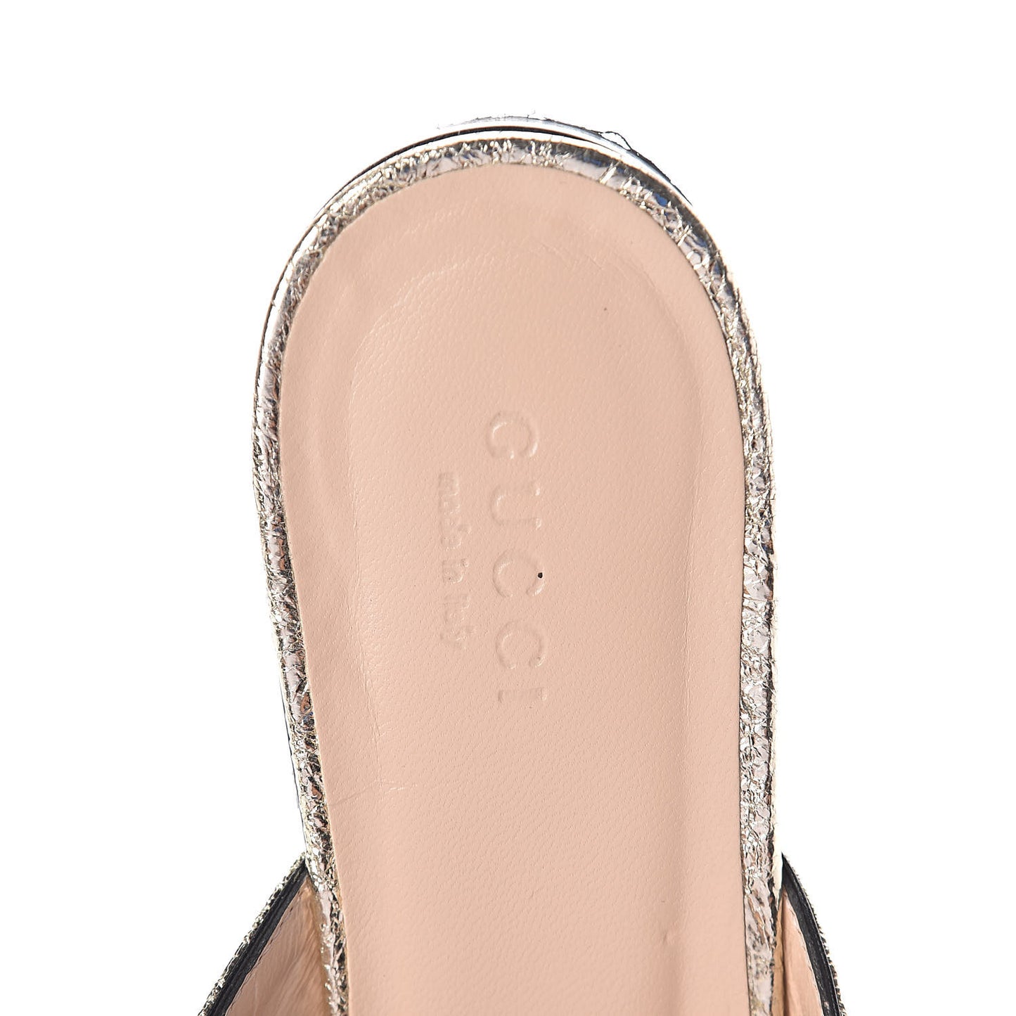 Galassia Womens GG Marmont Fringe Slippers 36 Platino