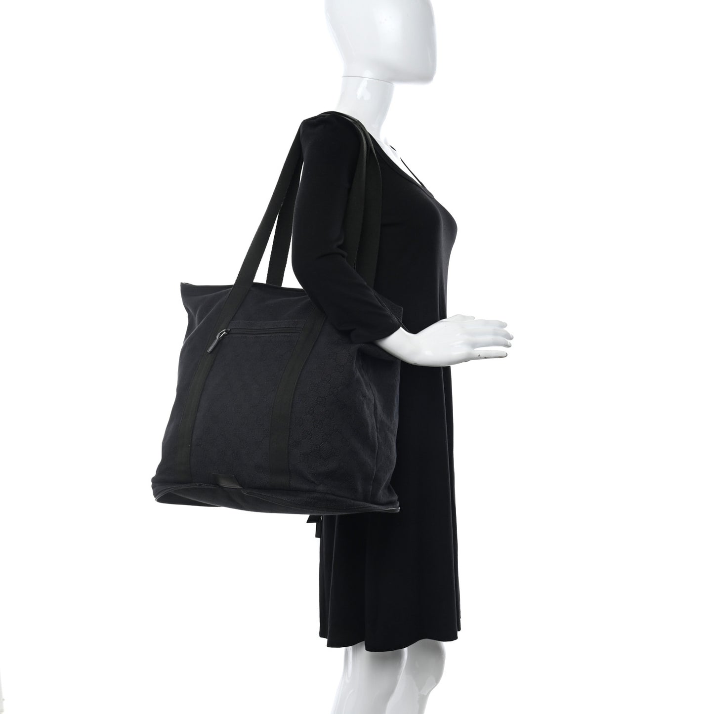 Denim Monogram Large Collapsible Travel Tote Black