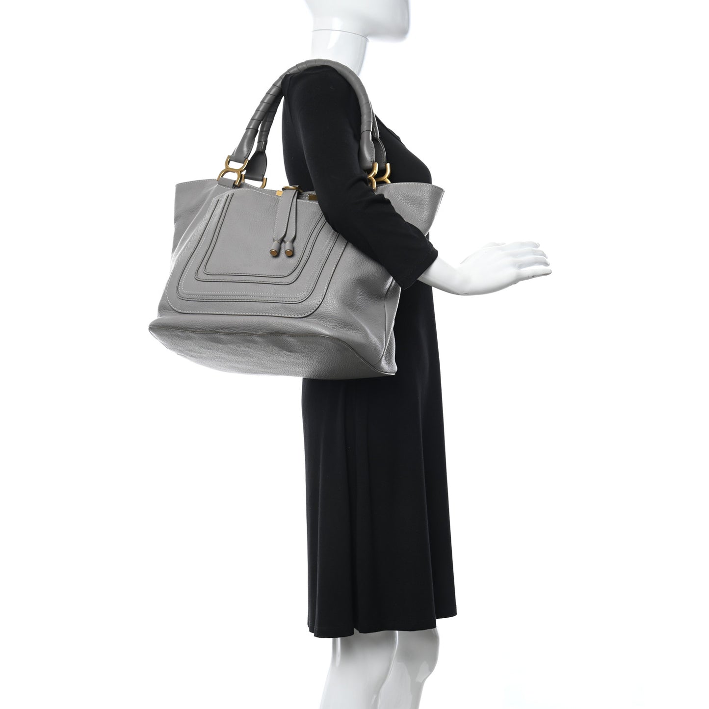 Calfskin Large New Marcie Tote Cashmere Grey