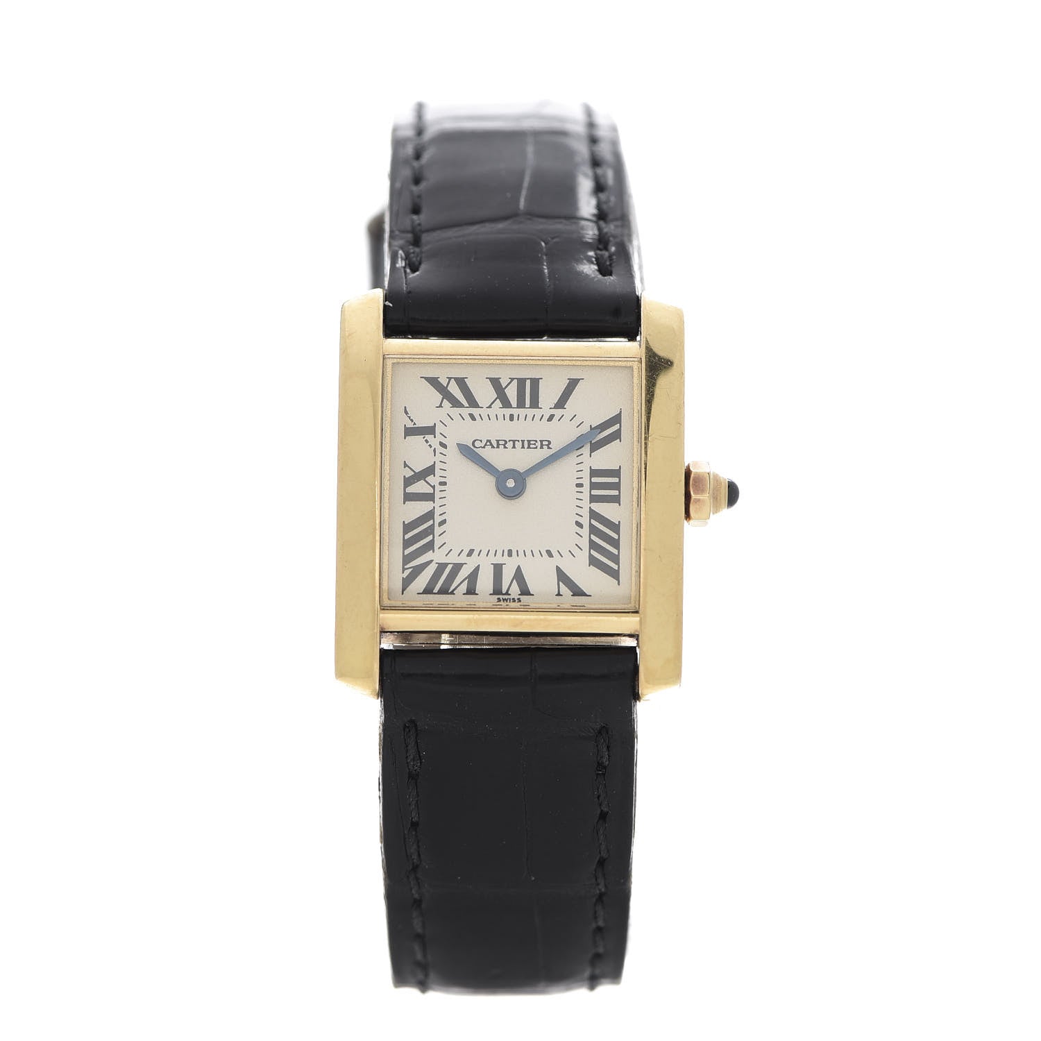 Cartier 18K Yellow Gold Alligator 20mm Tank Francaise Quartz Watch 1 of 11