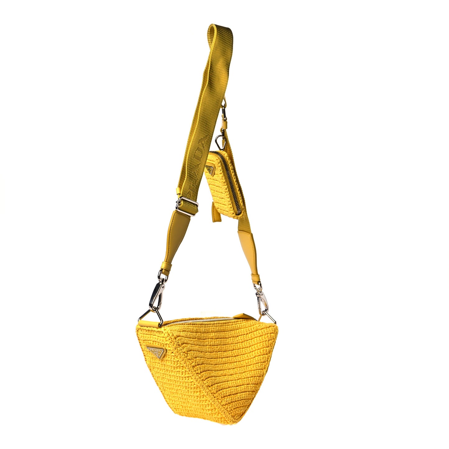 Yarn Raffia Effect Crochet Triangle Shoulder Bag Giallo