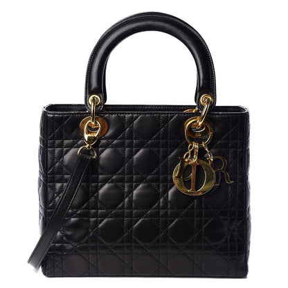 Christian Dior Lambskin Cannage Medium Lady Dior Black 1 of 9