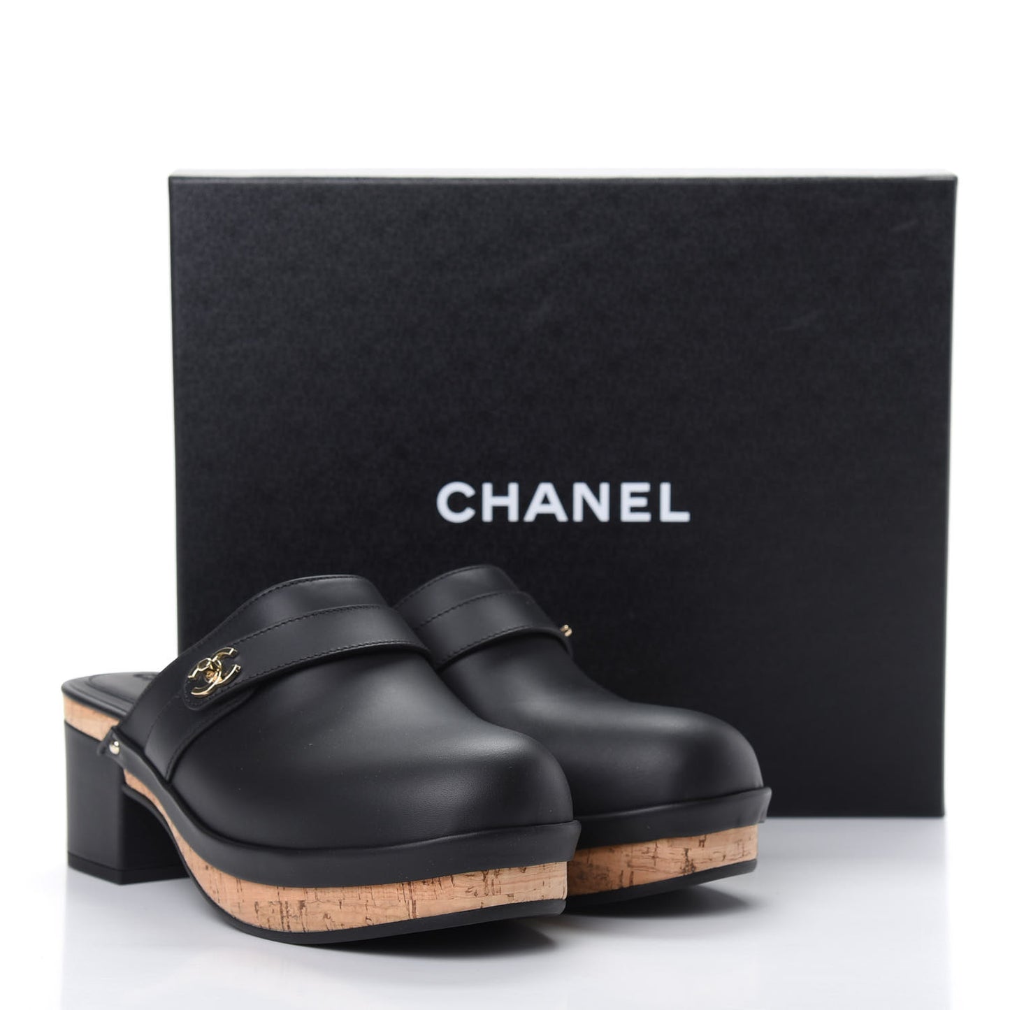 Calfskin CC Turn Lock Clogs 40 Black