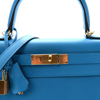 Hermes Epsom Kelly Sellier 28 Bleu Frida 7 of 9