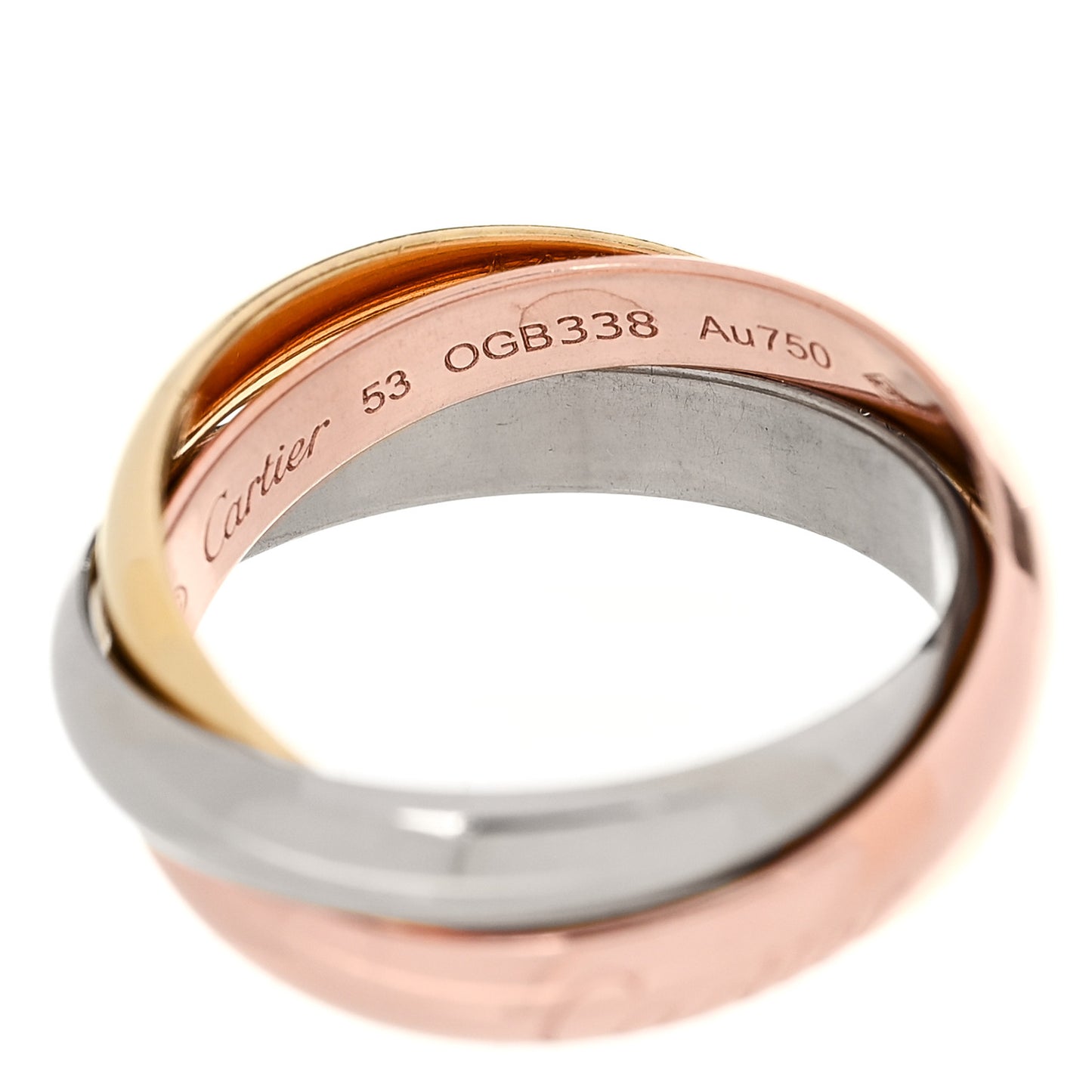 18K Pink Yellow White Gold Classic Trinity Ring 53 6.25