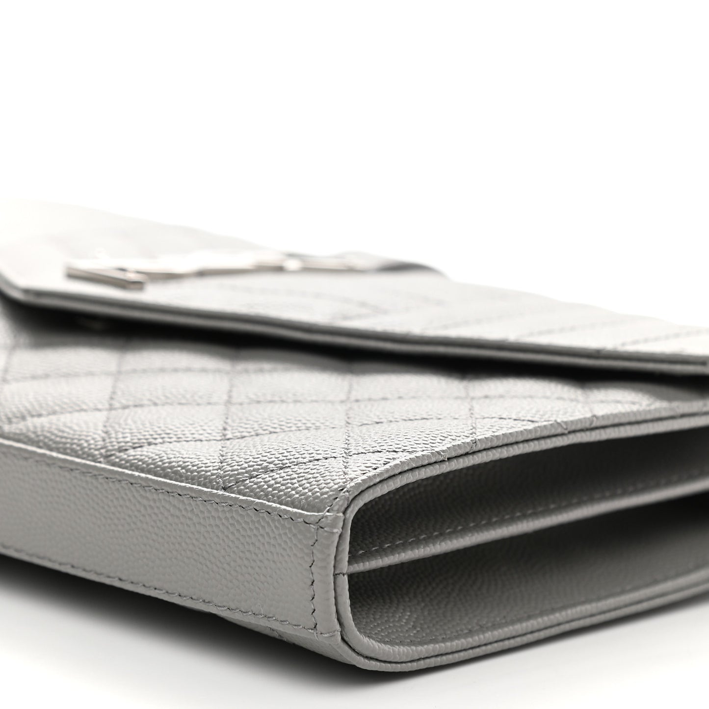 Grain De Poudre Mixed Matelasse Triquilt Monogram Chain Wallet Fog