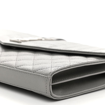 Saint Laurent Grain De Poudre Mixed Matelasse Triquilt Monogram Chain Wallet Fog 7 of 7
