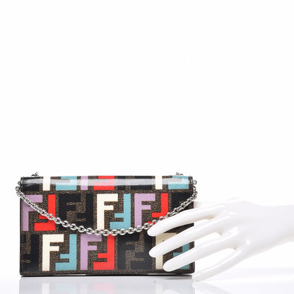 Fendi Zucca Spalmati Chain Clutch Pastello 2 of 9