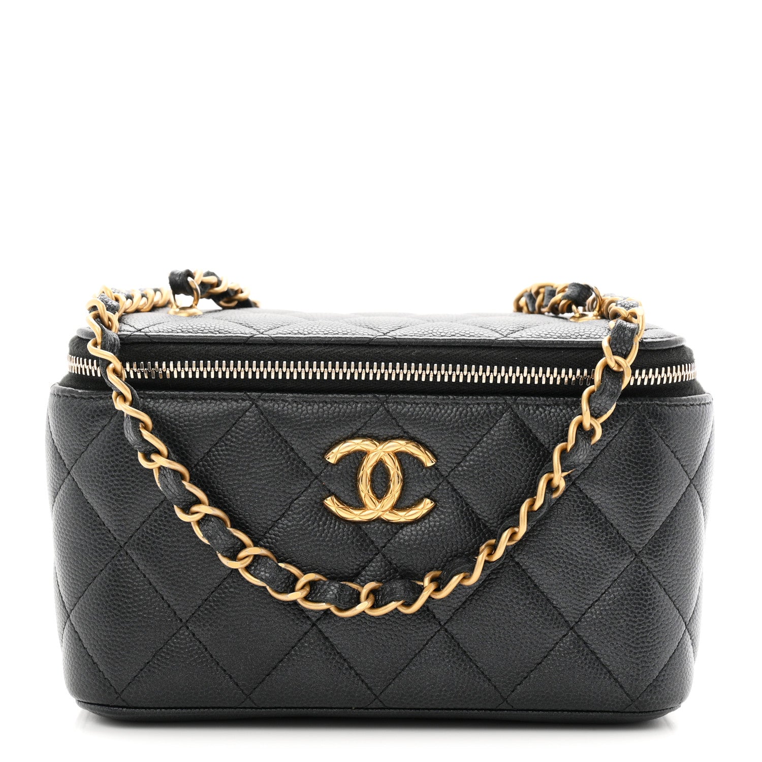 Chanel Pearly Caviar Quilted Fit For You Small Vanity Case With Chain Black 1 of 10