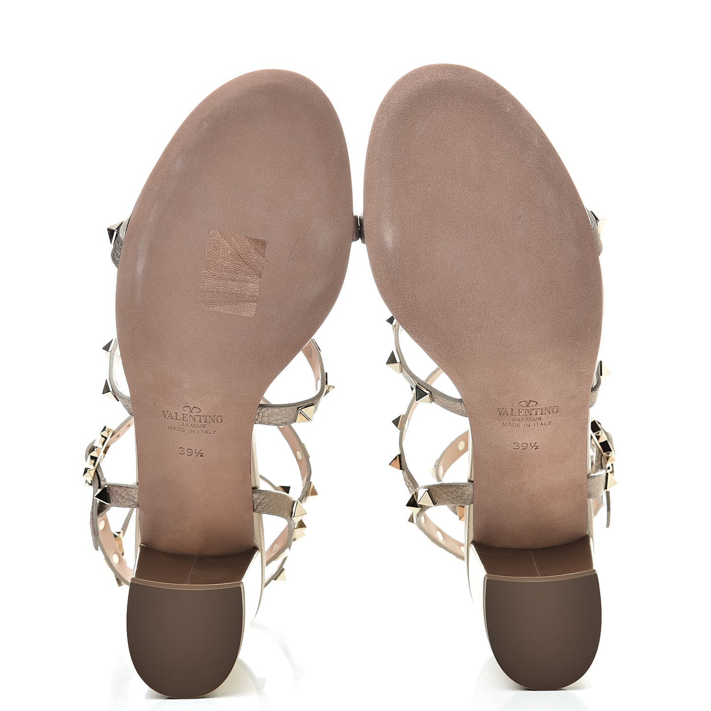 Metallic Pebbled Calfskin Rockstud 60mm City Sandals 39.5 Skin