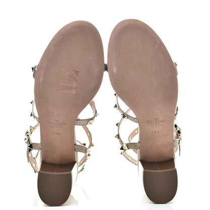 Valentino Garavani Metallic Pebbled Calfskin Rockstud 60mm City Sandals 39.5 Skin 5 of 10