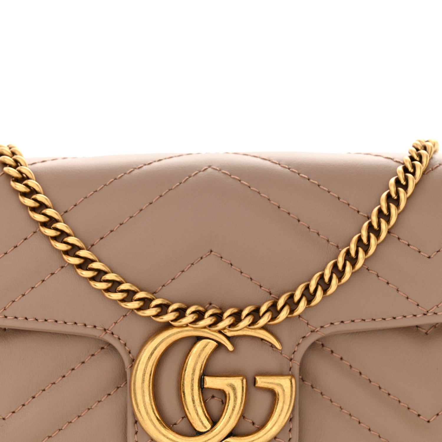 Gucci Calfskin Matelasse Super Mini GG Marmont Shoulder Bag Porcelain Rose 8 of 11
