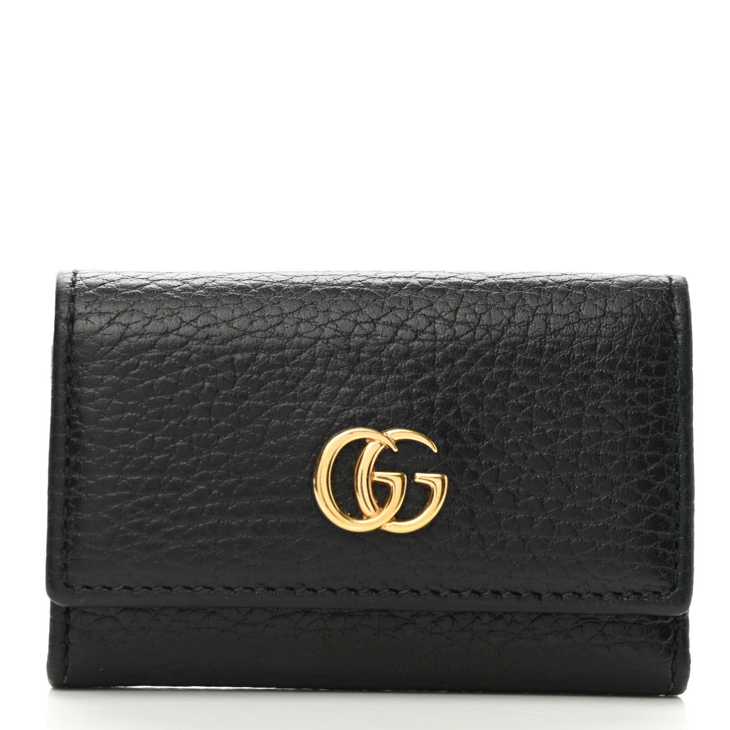Gucci Pebbled Calfskin GG Marmont 6 Key Holder Black 1 of 9
