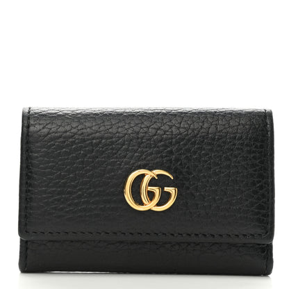 Gucci Pebbled Calfskin GG Marmont 6 Key Holder Black 1 of 9