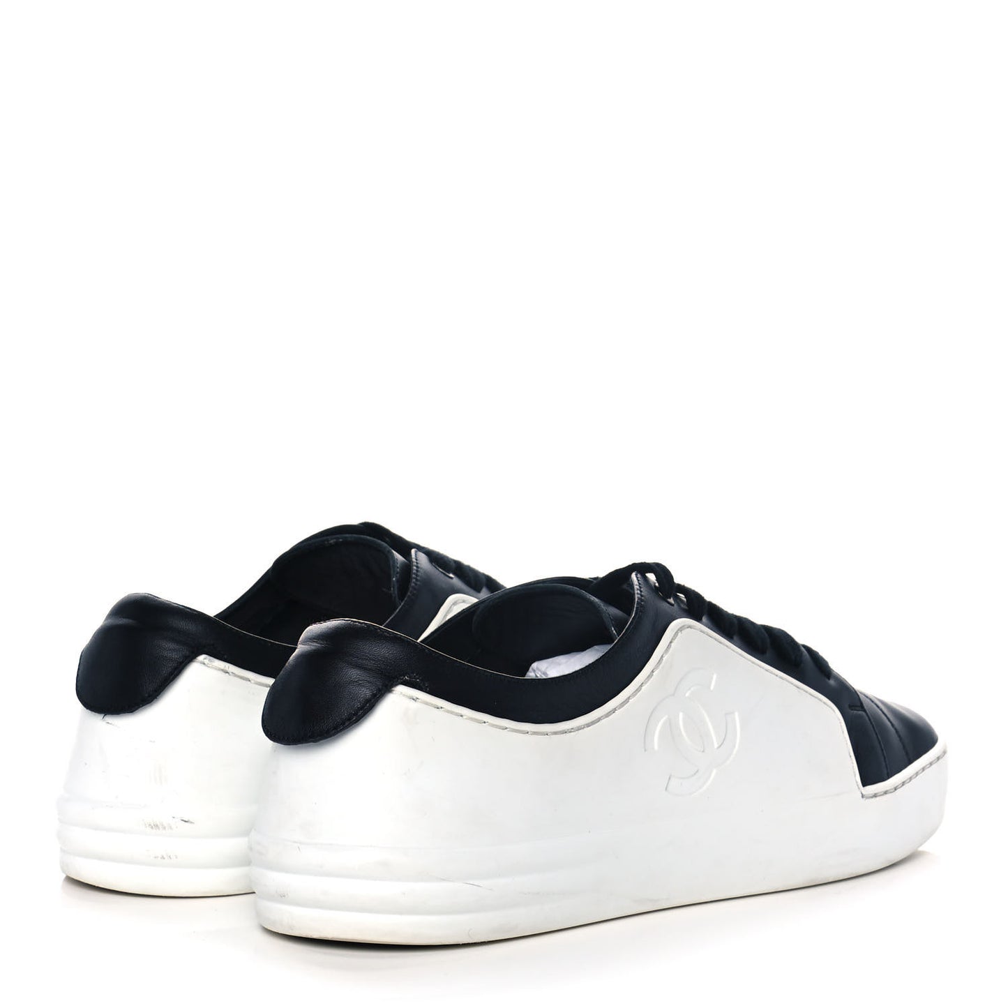 Calfskin Womens CC Sneakers 39 Black White