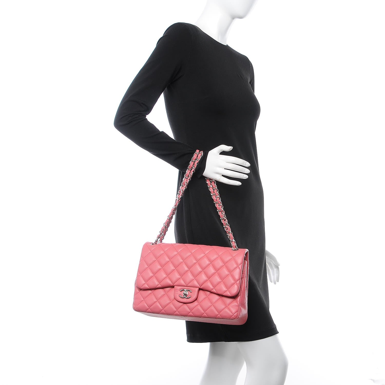 Chanel Lambskin Quilted Jumbo Double Flap Pink 2 of 8