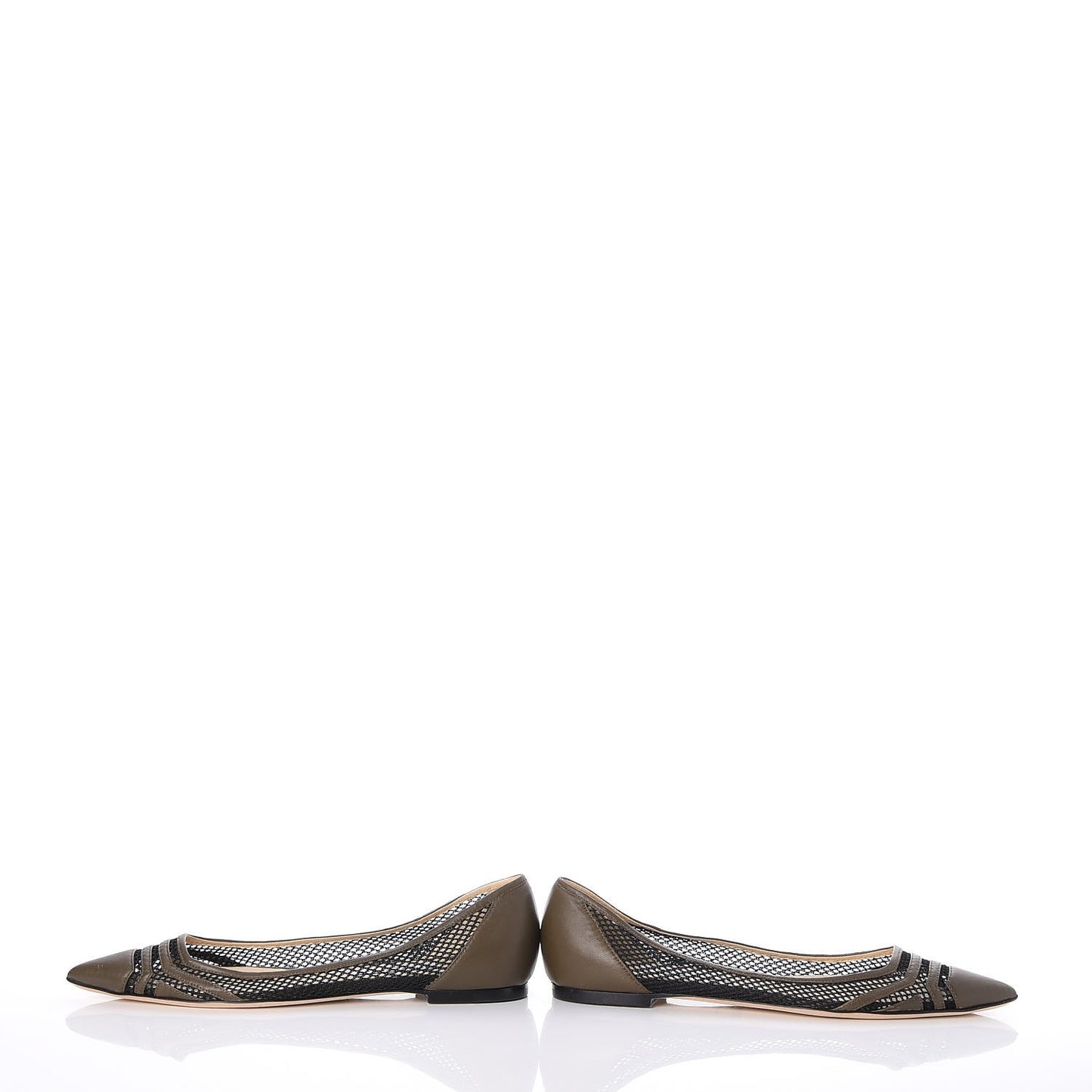 Nappa Mesh Hettie Pointed Flats 39.5 Moss
