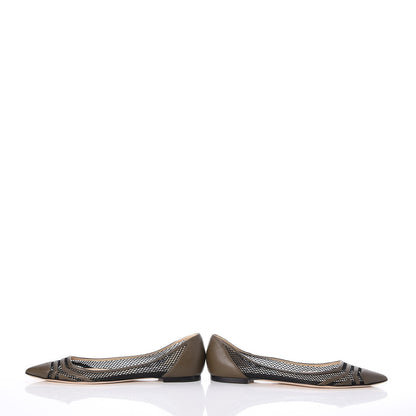 Jimmy Choo Nappa Mesh Hettie Pointed Flats 39.5 Moss 6 of 9