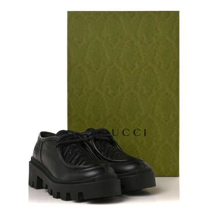 Gucci Calfskin Nappa Matelasse Lug Sole Derby Loafers 35.5 Black 7 of 7