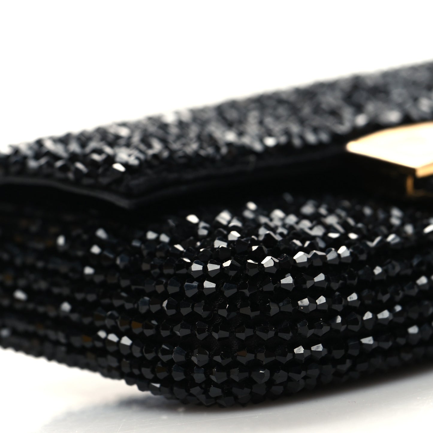 Crystal Vitello King Beaded Nano Baguette Charm Black