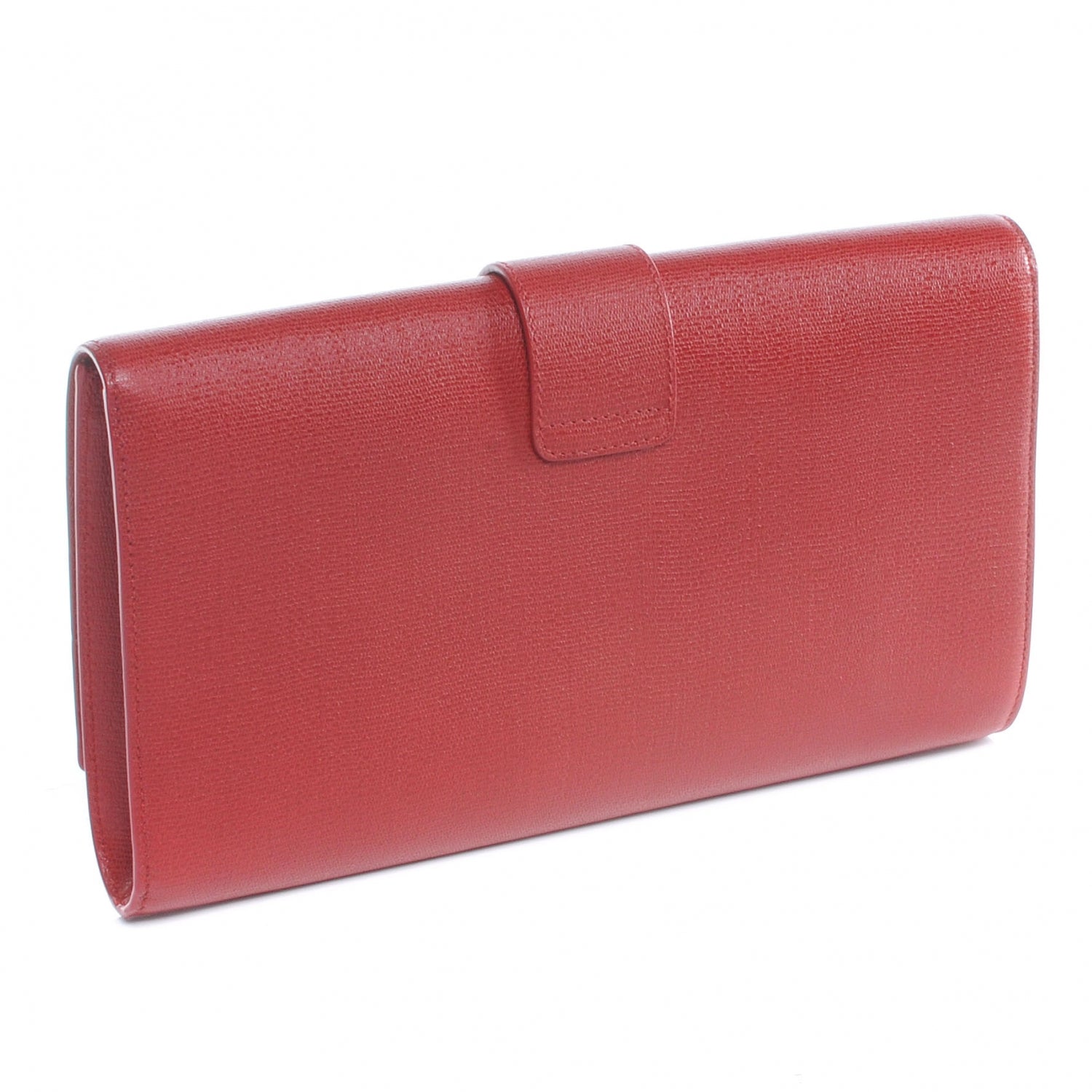 Saint Laurent Textured Leather ChYc Clutch Red 3 of 6