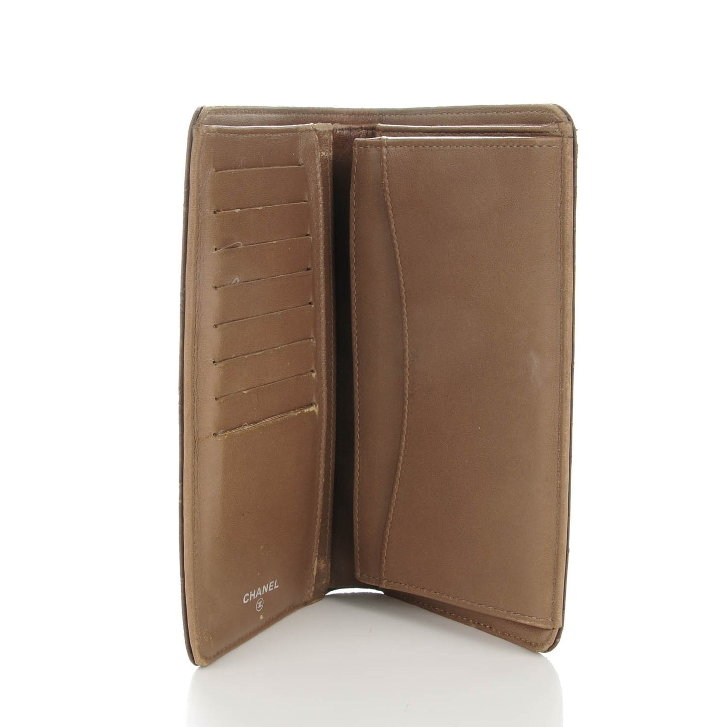 Lambskin Quilted Yen Wallet Dark Brown