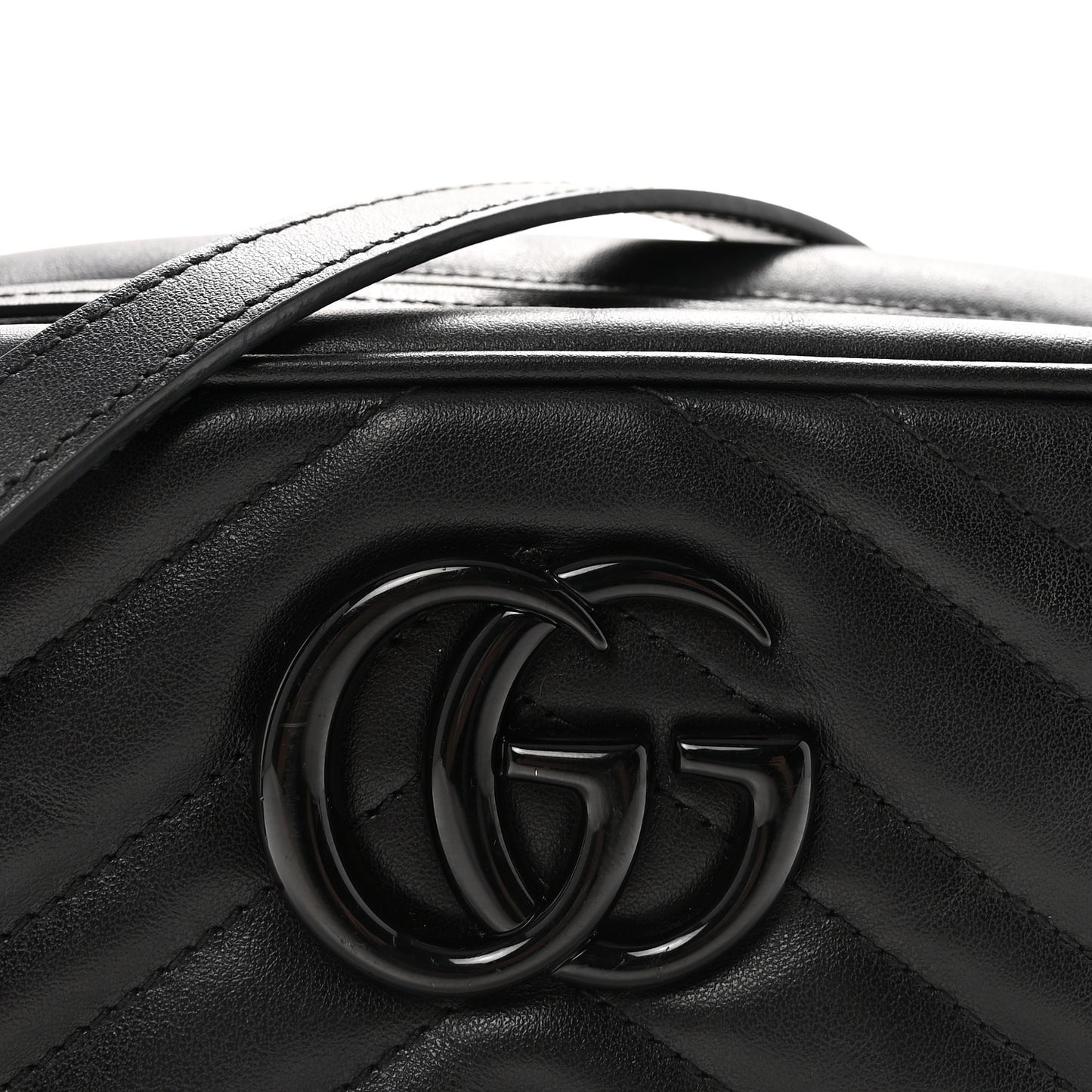 Calfskin Matelasse Monochrome Small GG Marmont Chain Shoulder Bag Black