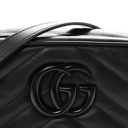 Gucci Calfskin Matelasse Monochrome Small GG Marmont Chain Shoulder Bag Black 7 of 9