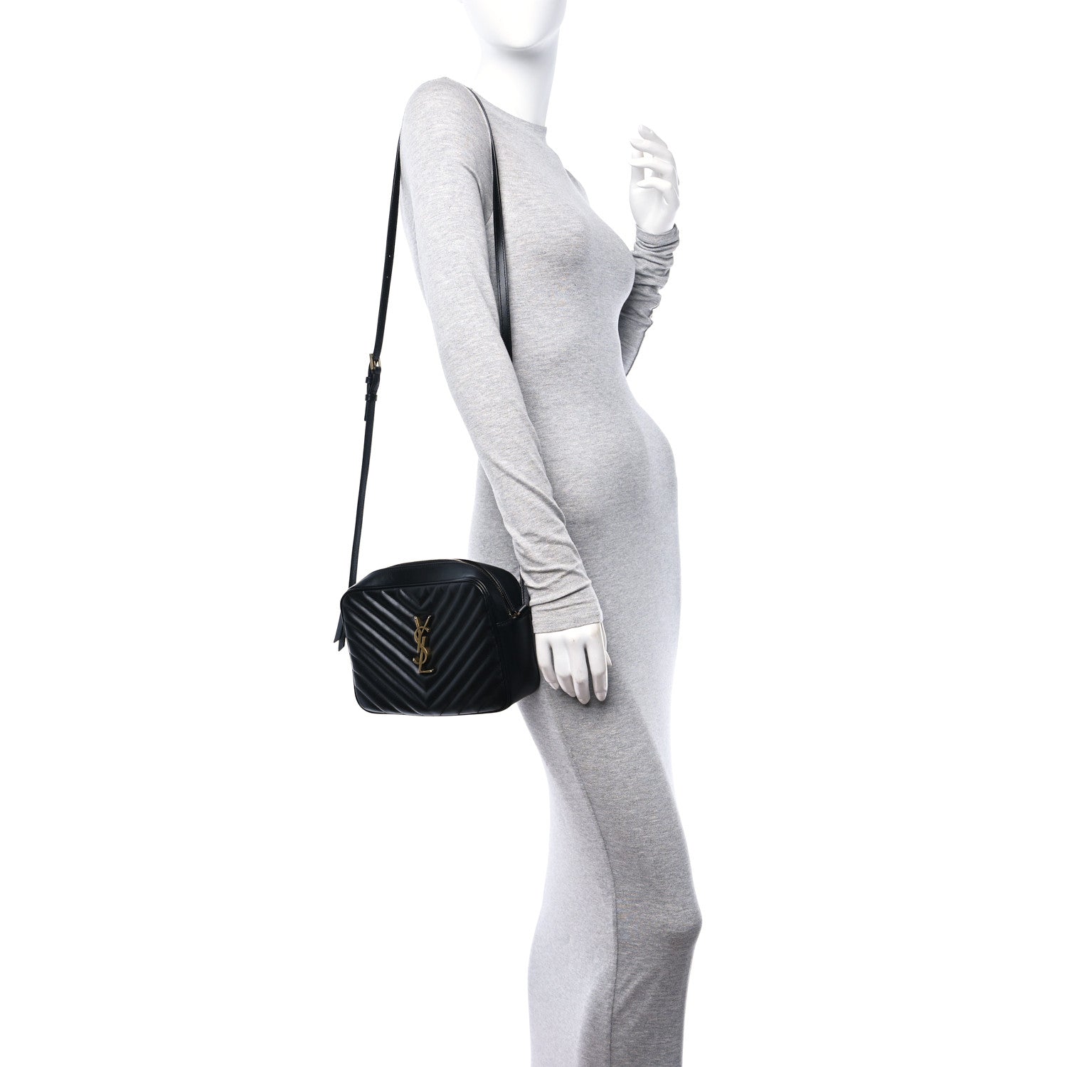 Saint Laurent Calfskin Matelasse Monogram Lou Camera Bag Black 2 of 10