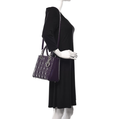 Christian Dior Patent Cannage Medium Lady Dior Purple 3 of 12
