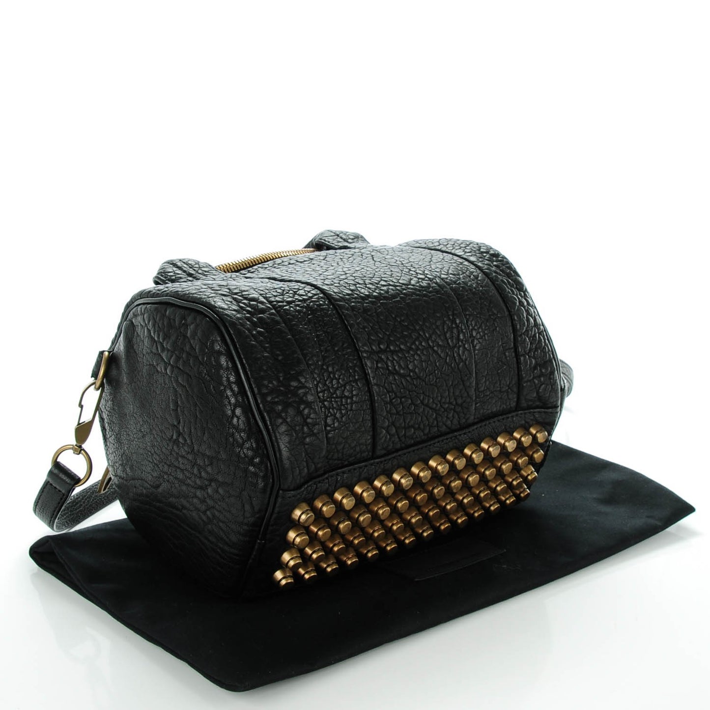 Pebbled Lambskin Rockie Black Antique Brass Hardware