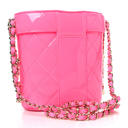 Chanel Patent Quilted CC Vani-Tea Case With Chain Neon Pink 3 of 9