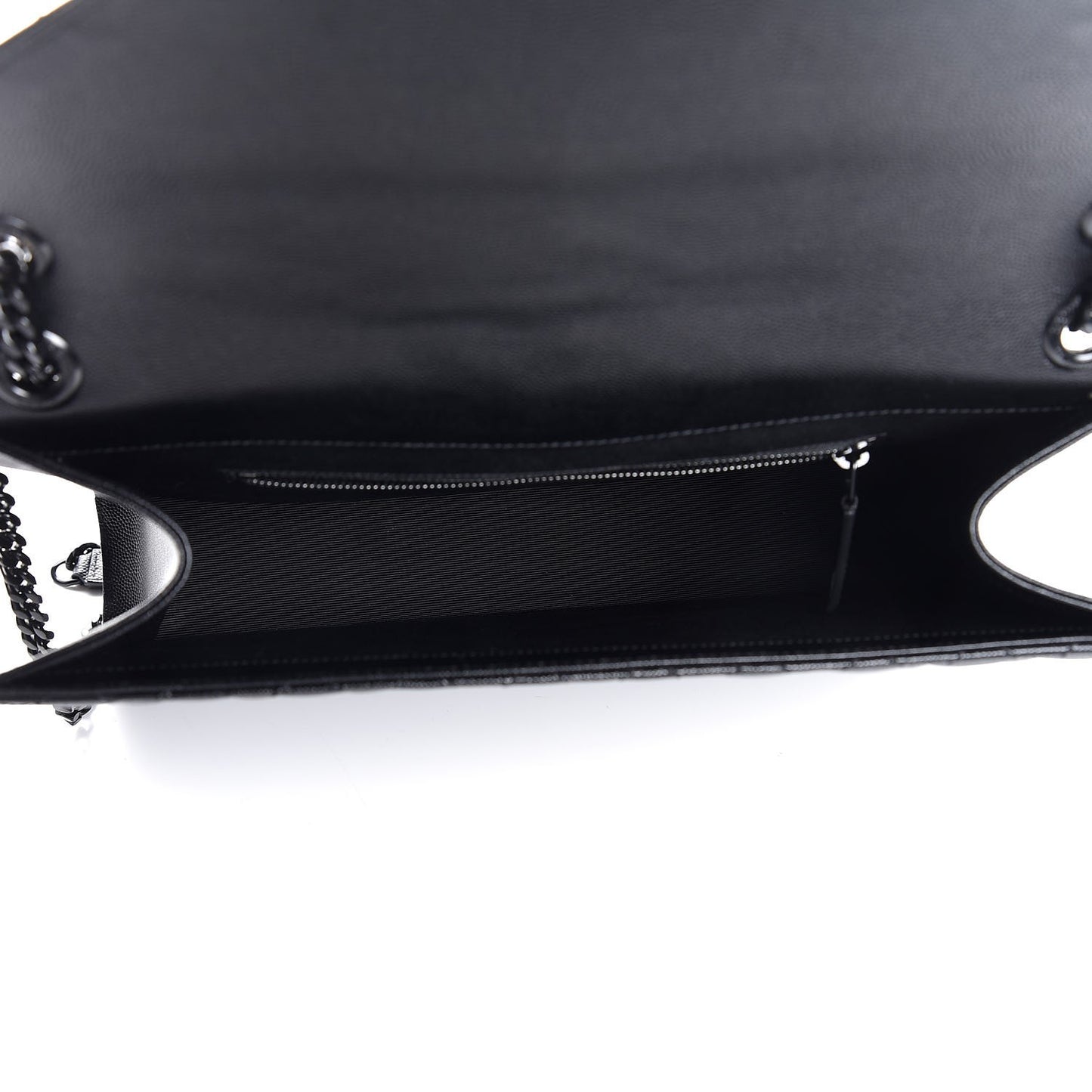 Grain De Poudre Textured Mixed Matelasse Large Triquilt Monogram Monochrome Satchel Black