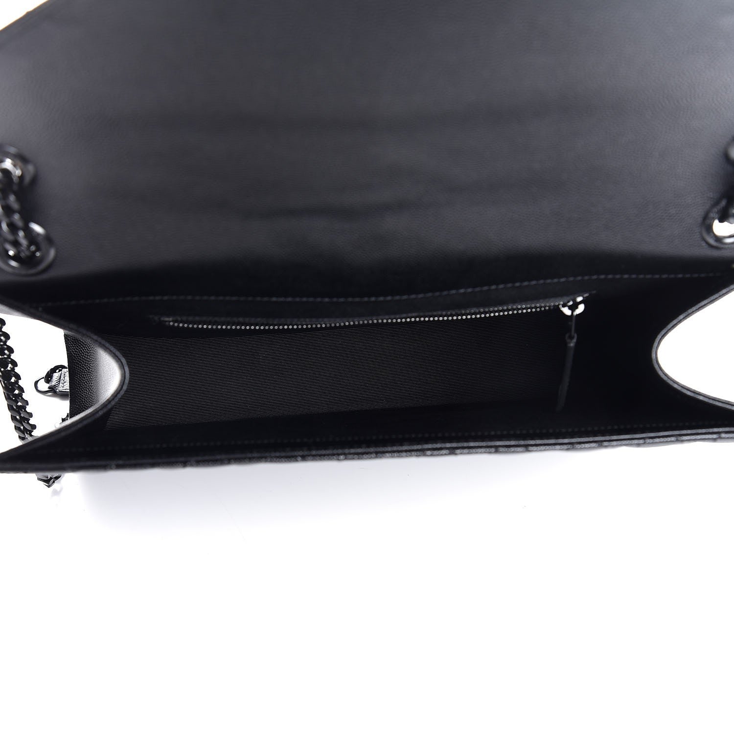 Saint Laurent Grain De Poudre Textured Mixed Matelasse Large Triquilt Monogram Monochrome Satchel Black 5 of 8