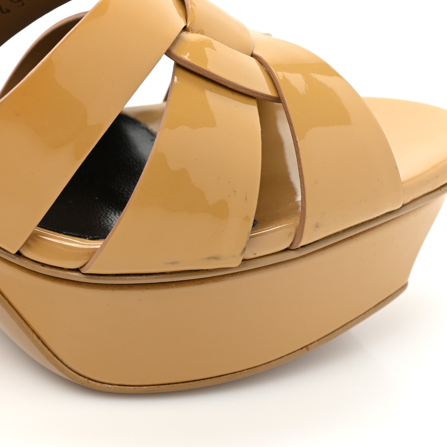Saint Laurent Patent Tribute 75 Platform Sandals 39.5 Nude Powder 12 of 15