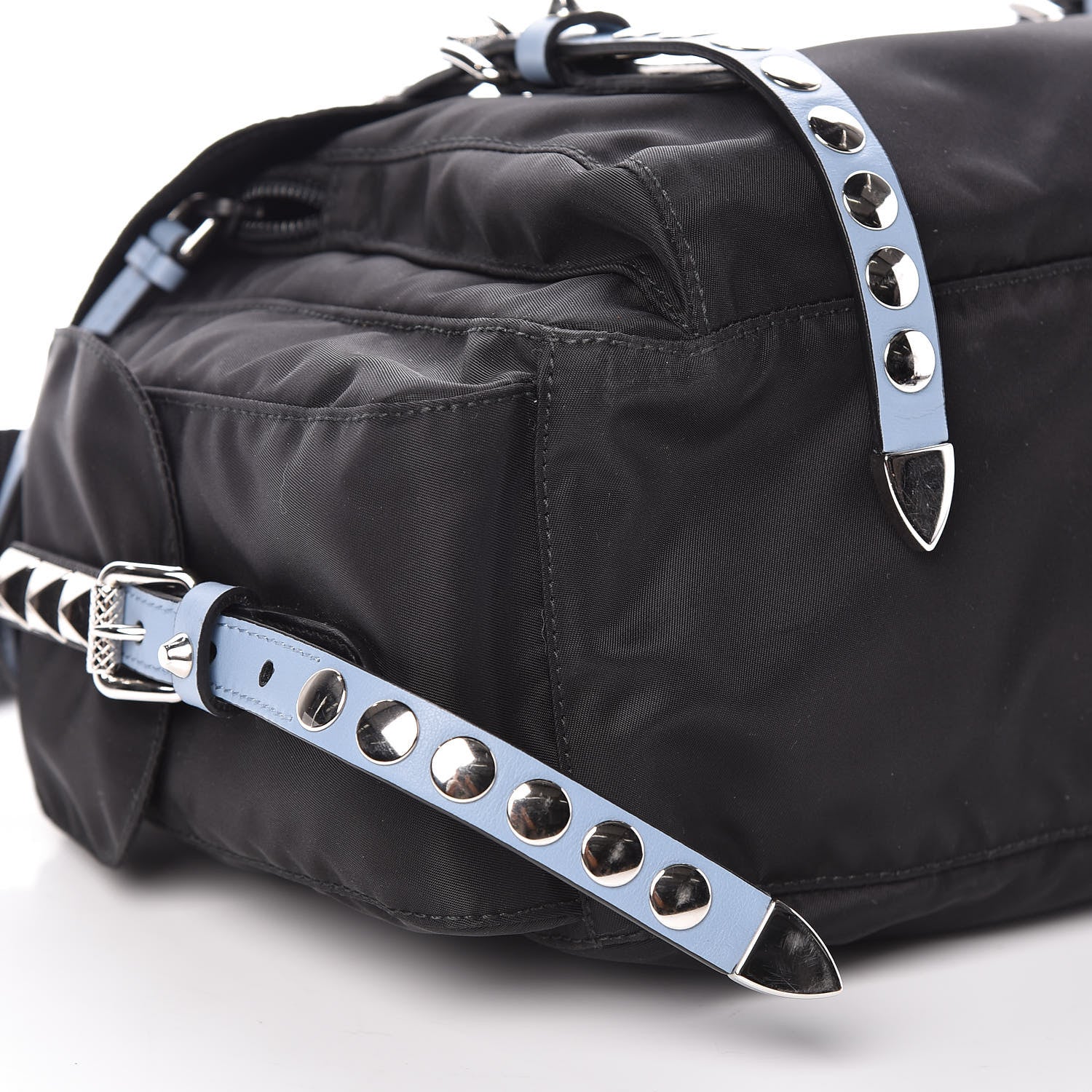 Prada Nylon New Vela Studded Messenger Black Astrale 5 of 8